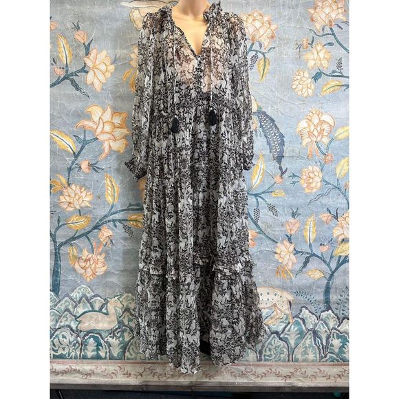 New Anthropologie The Marais Printed Chiffon Maxi Dress size Small - Picture 5 of 9